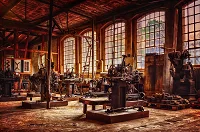 A code-themed illustration for a C# factory pattern implementation.